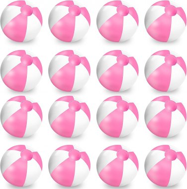 16 Pcs 16'' Pink and White Inflatable Beach Ball round Pool PVC Balls Cute Game