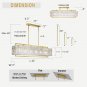 Modern Rectangle Gold Crystal Chandeliers for Dining Room, 42" Large Rectangular