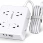 Surge Protector Power Strip - 6 Ft Flat Plug Extension Cord with 8 Widely Outlet