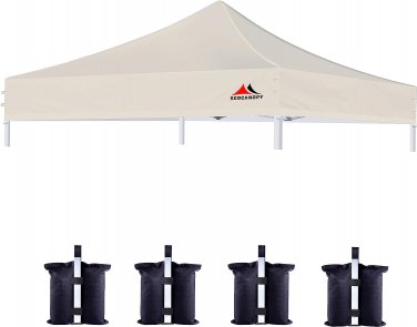 10X10 Canopy Replacement Top,Canopy Cover Only,Bonus 4 Pack Weight,(Beige)