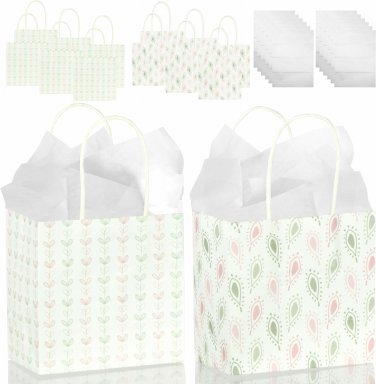 Mini Gift Bags with Handles Tissue Paper and Two Pink Custom Designs - Small Gif