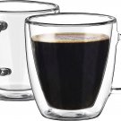5.5 Oz Espresso Mugs (Set of 2), Double Wall Glass Coffee Cups with Handle Insul
