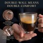 5.5 Oz Espresso Mugs (Set of 2), Double Wall Glass Coffee Cups with Handle Insul