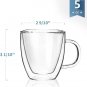 5.5 Oz Espresso Mugs (Set of 2), Double Wall Glass Coffee Cups with Handle Insul
