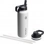Double Wall Vacuum Insulated Stainless Steel Water Bottle with Two Lids, 40 Ounc