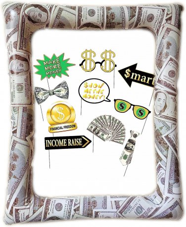 Money Party Inflatable Photo Booth Selfie Frame & Photo Props Set Giant Bill Dol