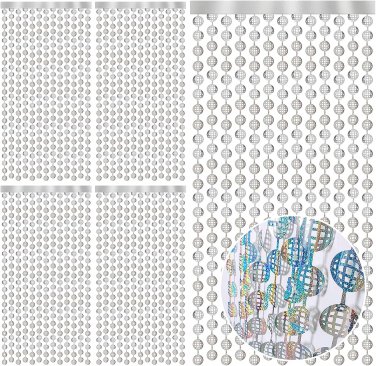 Disco Ball Foil Curtain 5 Packs Disco Bachelorette Party Decorations Silver 70S