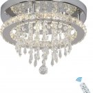 Deckrico Modern K9 Crystal Chandelier with Remote Control Stainless Steel Pendan
