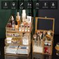 4PCS Gold Glass Makeup Organizers with Drawers and Glass Brush Holder - Stylish