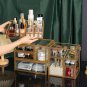 4PCS Gold Glass Makeup Organizers with Drawers and Glass Brush Holder - Stylish