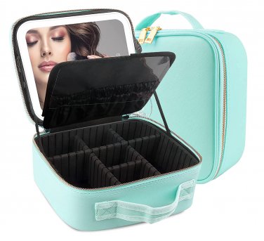 Travel Makeup Bag Cosmetic Bag Makeup Organizer Bag with Large Lighted Mirror 3