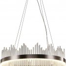 Modern Crystal Chandelier, round Crystal Sand Nickel LED Hanging Ceiling Light,