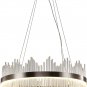 Modern Crystal Chandelier, round Crystal Sand Nickel LED Hanging Ceiling Light,