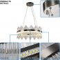 Modern Crystal Chandelier, round Crystal Sand Nickel LED Hanging Ceiling Light,