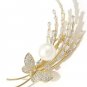 Women'S Butterfly Flower Pearl Brooch Pins with Creative Zircon for Ladies Jewel