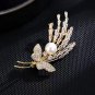 Women'S Butterfly Flower Pearl Brooch Pins with Creative Zircon for Ladies Jewel