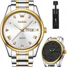 Mens Gold Watches Analog Quartz Business Dress Watch Day Date Stainless Steel Cl