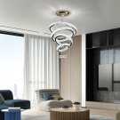 LED Crystal Chandeliers, Modern 5 Rings Pendant Light Titanium Gold Stainless St
