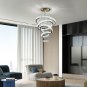 LED Crystal Chandeliers, Modern 5 Rings Pendant Light Titanium Gold Stainless St