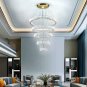 LED Crystal Chandeliers, Modern 5 Rings Pendant Light Titanium Gold Stainless St