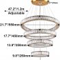 LED Crystal Chandeliers, Modern 5 Rings Pendant Light Titanium Gold Stainless St