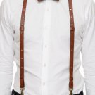 Full-Grain Handmade Leather Suspenders for Men. Y Back Design. Adjustable. Brown