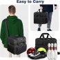Bowling Ball Bag for 2 Ball, Bowling Tote Bag Double Layer with Wooden Bowling H