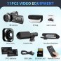 4K Video Camera Camcorder for Recording with Fill Light for Beauty Selfie - 60FP