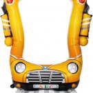 50-Inch Multicolor City Bus Photo Frame Pedestal Foil Balloon, Back to School Bu