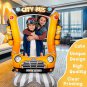 50-Inch Multicolor City Bus Photo Frame Pedestal Foil Balloon, Back to School Bu