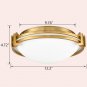 Modern Gold Flush Mount Ceiling Light 12 Inches Brass Ceiling Light White Glass