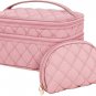 Makeup Bag Portable Cosmetic Travel Bag with Handle Large Double Layer Toiletry
