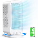 Bladeless Small Tower Fan White 90° Oscillating Fan 12000Mah Battery Operated Po