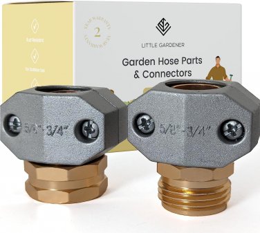 Garden Hose Repair Kit - Heavy Duty All Metal Body - 3/4 and 5/8 Garden Hose Fit
