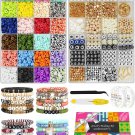 7500 Pcs Clay Beads Bracelet Making Kit, 2 Boxes 24 Colors Polymer Heishi Beads