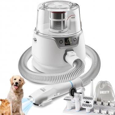 Pet Grooming Vacuum,Dog Grooming Kit with 6 Pet Grooming Tools Pet Hair Vacuum w