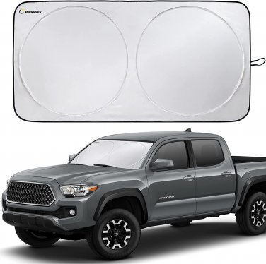 Magnelex Windshield Sunshade with Bonus Steering Wheel Sun Shade. Reflective Pol