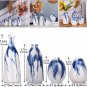 Set of 4 Blue and White Ceramic Bud Vases - Modern Farmhouse Navy Blue Decorativ