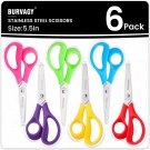 Kids Scissors 6-Pack, Scissors for School, Safety Scissors, Blunt Tip Scissors,