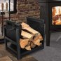 Firewood Rack Log Holder Indoor with Wood Carrier, Powder-Coated Steel Made, Up-