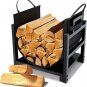 Firewood Rack Log Holder Indoor with Wood Carrier, Powder-Coated Steel Made, Up-