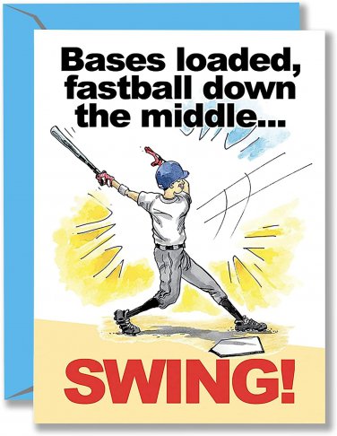 Baseball Birthday Card 1-Pack (5X7) Power Player Illustrated Sports Birthday Car