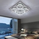 Modern Crystal LED Chandelier Lighting, 3-Colors 5 Rings Crystal Flush Mount Cei