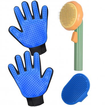 Cat Grooming Glove Brush,Self-Cleaning Slicker Pet Brush for Short and Long Hair