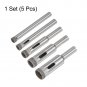 5Pcs Diamond Drill Bit Set 3/16" 1/4" 5/16" 3/8" 1/2" Hollow Drill Bits Hole Saw
