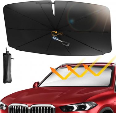 Car Windshield Sun Shade Umbrella, Upgraded Car Shade Front Windshield with 360&Acirc;&deg;