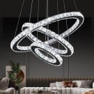 Modern Chandeliers Dimmable Crystal LED 3 Rings Pendant Light Adjustable Cords f