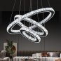 Modern Chandeliers Dimmable Crystal LED 3 Rings Pendant Light Adjustable Cords f