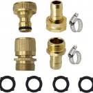 Quick Connect Garden Hose Fitting 3/4 GHT Lead-Free Solid Brass with 4 Rubber Wa