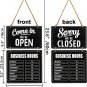 Business Hours Sign, Hanging Open and Closed Sign, Store Hours Signs for Busines